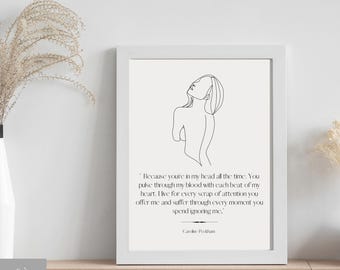 Zodiac Academy inspired minimalist Art Print - You're in My Head Quote