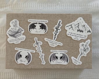 ACOTAR und Throne of Glass inspiriertes minimalistisches Aufkleberset - ganzes Set