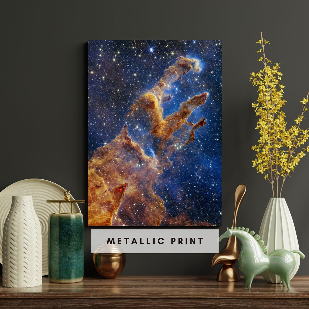 Pillars of Creation, Metallic Art Print, JWST James b Space