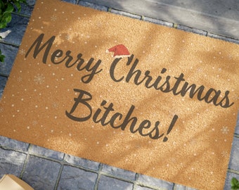 Merry Christmas Bitches Outdoor Willkommen Fußmatte | 60cm x 40cm | Urlaub Willkommensmatte | USA-Made Qualität | Weihnachts-Willkommensmatte