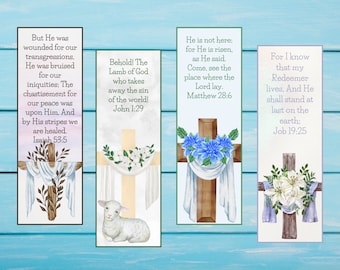 Christian Easter Bookmarks, Religious Easter Bookmarks, Scripture Bookmarks, Jesus Resurrection of Jesus Bookmarks, Digital Bookmarks
