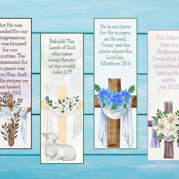 Christian Easter Bookmarks, Religious Easter Bookmarks, Scripture Bookmarks, Jesus Resurrection of Jesus Bookmarks, Digital Bookmarks