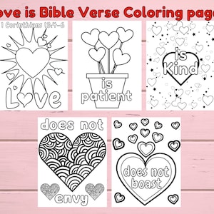 12 Bible Verse Coloring Pages, Love is Coloring Pages, Heart Coloring Sheets,  Valentines Coloring Pages, Christian Valentines