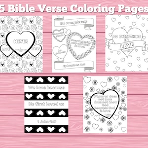 Love Bible Verse Coloring Pages, Love Coloring Pages, Sunday School Activity, Christian coloring pages, Valentines Coloring pages, digital