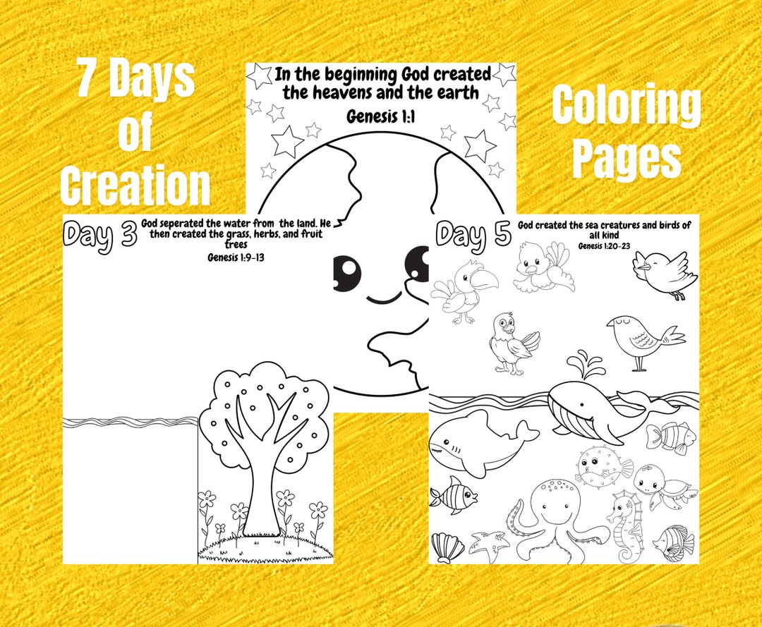 8 Bible Verse Coloring Pages, 7 Days of Creation Coloring Pages, Bible ...