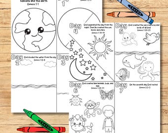 Days of Creation, Bible Stories for Kids, Bible Lesson and Crafts for Kids, Bible verse coloring pages for kids, Christian Activity Page
