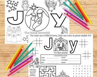Birth of Jesus Activities, Nativity Placemat Activities, Christian Christmas Activity Pack, Birth of Jesus Coloring Pages