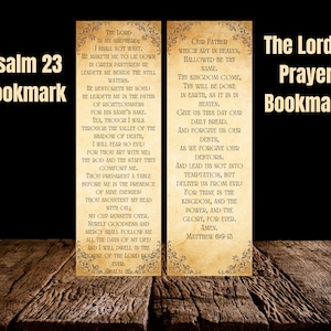 The Lord’s Prayer Bookmark, Psalm 23 Bookmark, Christian Bookmarks, Scripture Bookmark, Prayer Card, Vintage Bookmark, Retro Bookmark