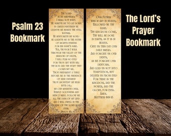 The Lord’s Prayer Bookmark, Psalm 23 Bookmark, Christian Bookmarks, Scripture Bookmark, Prayer Card, Vintage Bookmark, Retro Bookmark