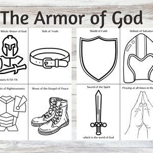 Armor of God Printable, Ephesians 6 Craft, Armor of God Coloring Pages, Sunday School Craft, Christian Printable, Bible Craft,  Faith craft