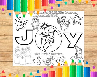 Birth of Jesus Coloring Pages, Christian Christmas Coloring Pages, Sunday School Christmas Coloring Page, Joy to the World Coloring Sheet