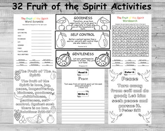 Fruit of the Spirit Coloring Pages, Printable Bible Story Activities, Fruit of the Spirit Bookmarks, Sunday School Activity,