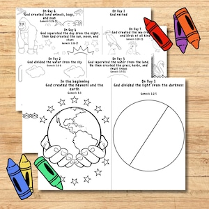 Days of Creation Coloring Page, Days of Creation Craft, Sunday School Activity Page, Christian Coloring Pages, Gods Creation Craft