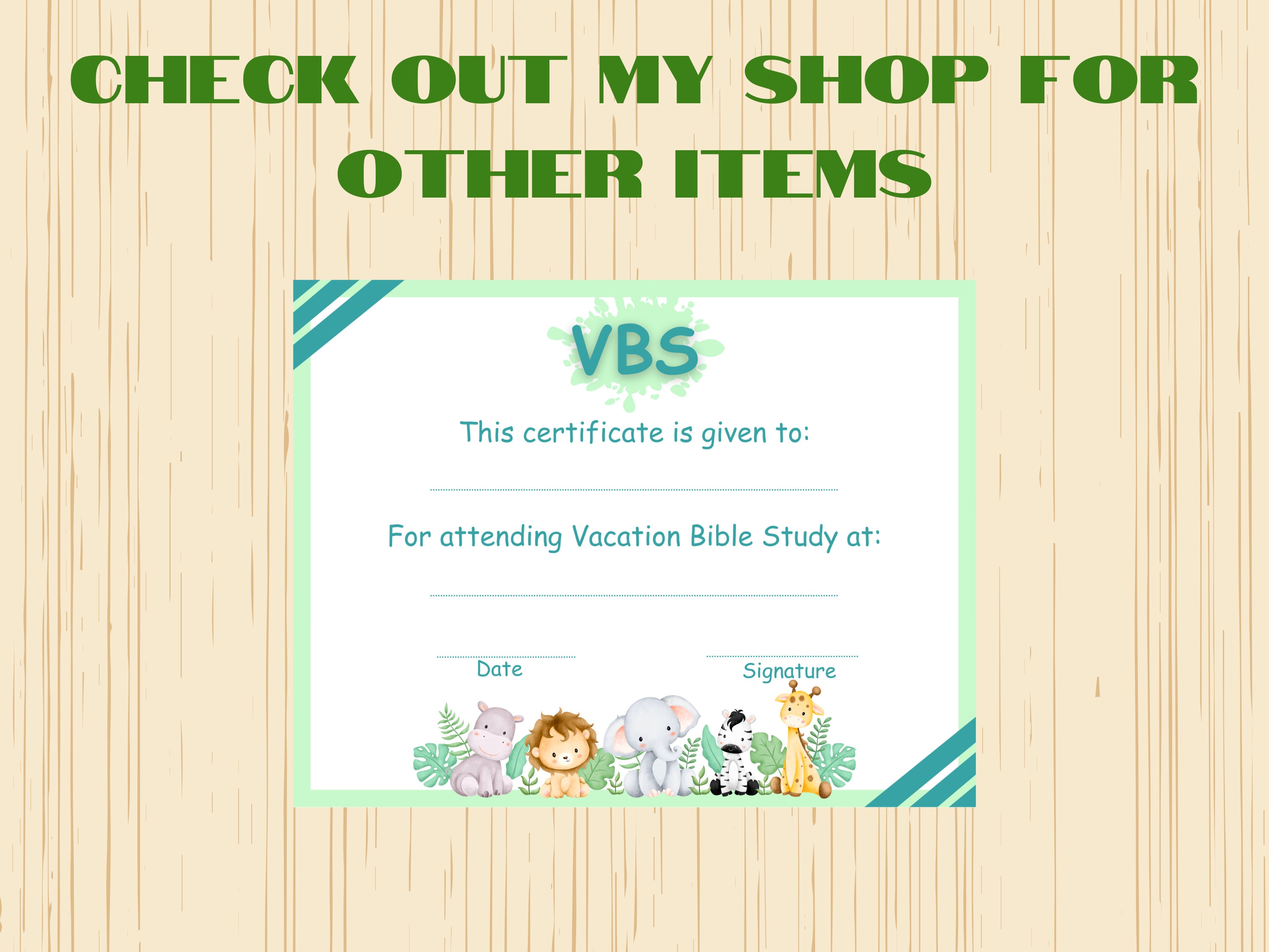 Jungle VBS Certificate VBS Certificate of Completion Animal VBS Jungle VBS Certificate VBS Certificate of Completion Animal VBS