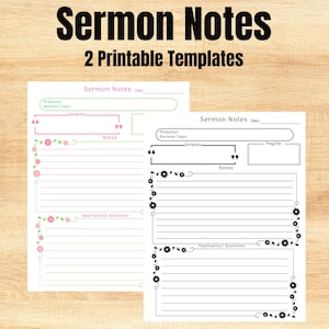 Sermon Notes, Printable Sermon Notes, Church Notes Journal, Worship Notes, Christian Sermon Notes, Sermon Notes