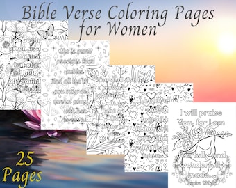 Bible Verse Coloring Pages for Women, Scripture Coloring Book, Printable PDF Pages, Bible Study Gifts, Bible Verse Coloring Book