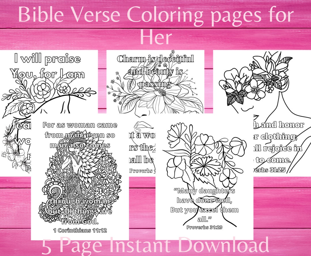 Bible Verse Coloring Pages for Women, PDF Printable, Scripture Coloring ...