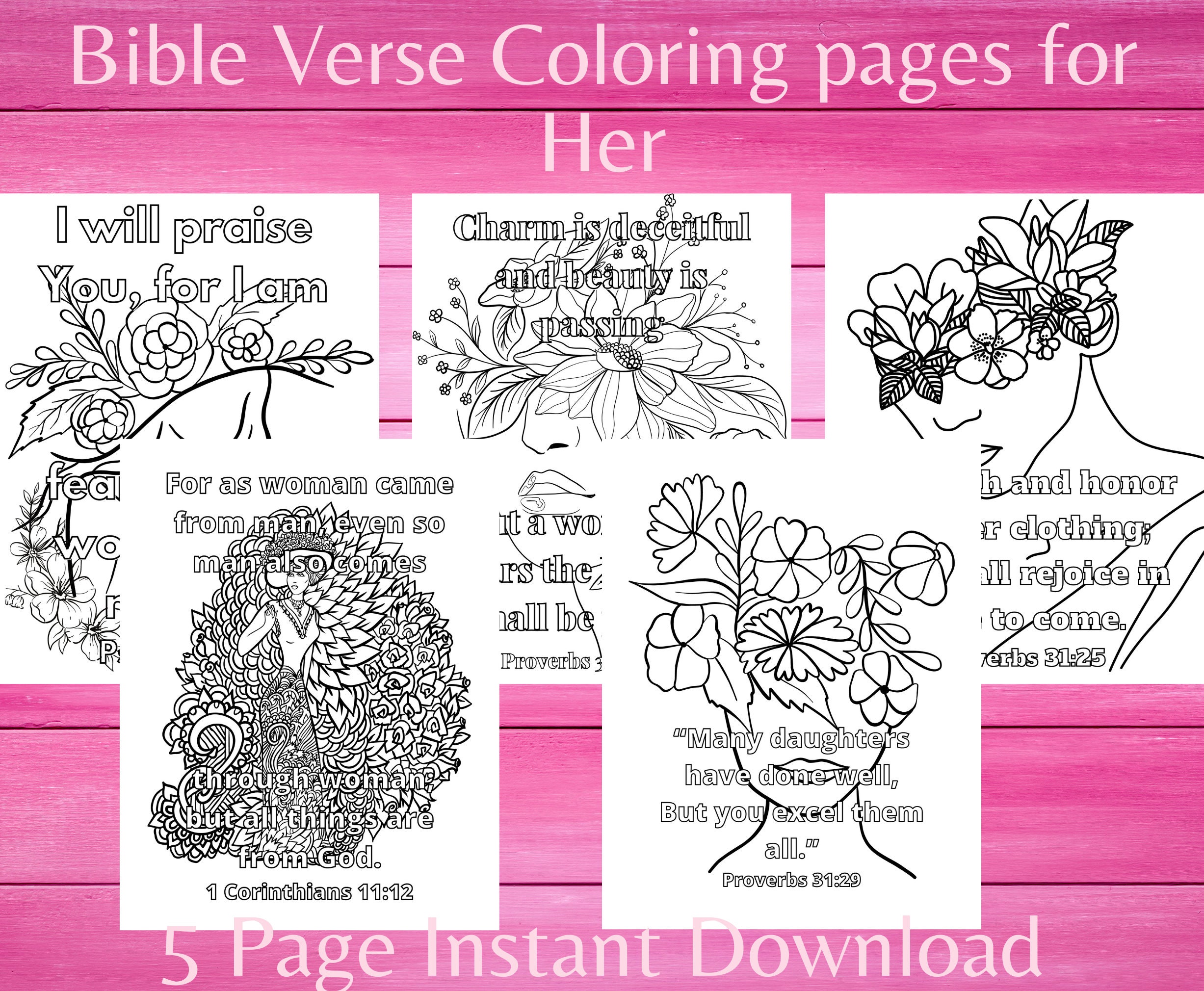 Women Color Scriptures Bible Verse Coloring Pages for Women, Coloring Pages Flowers, Scripture ...