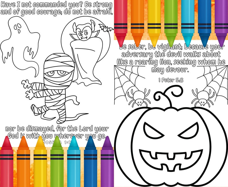 Bible Verse Halloween Coloring Pages Christian Halloween - Etsy