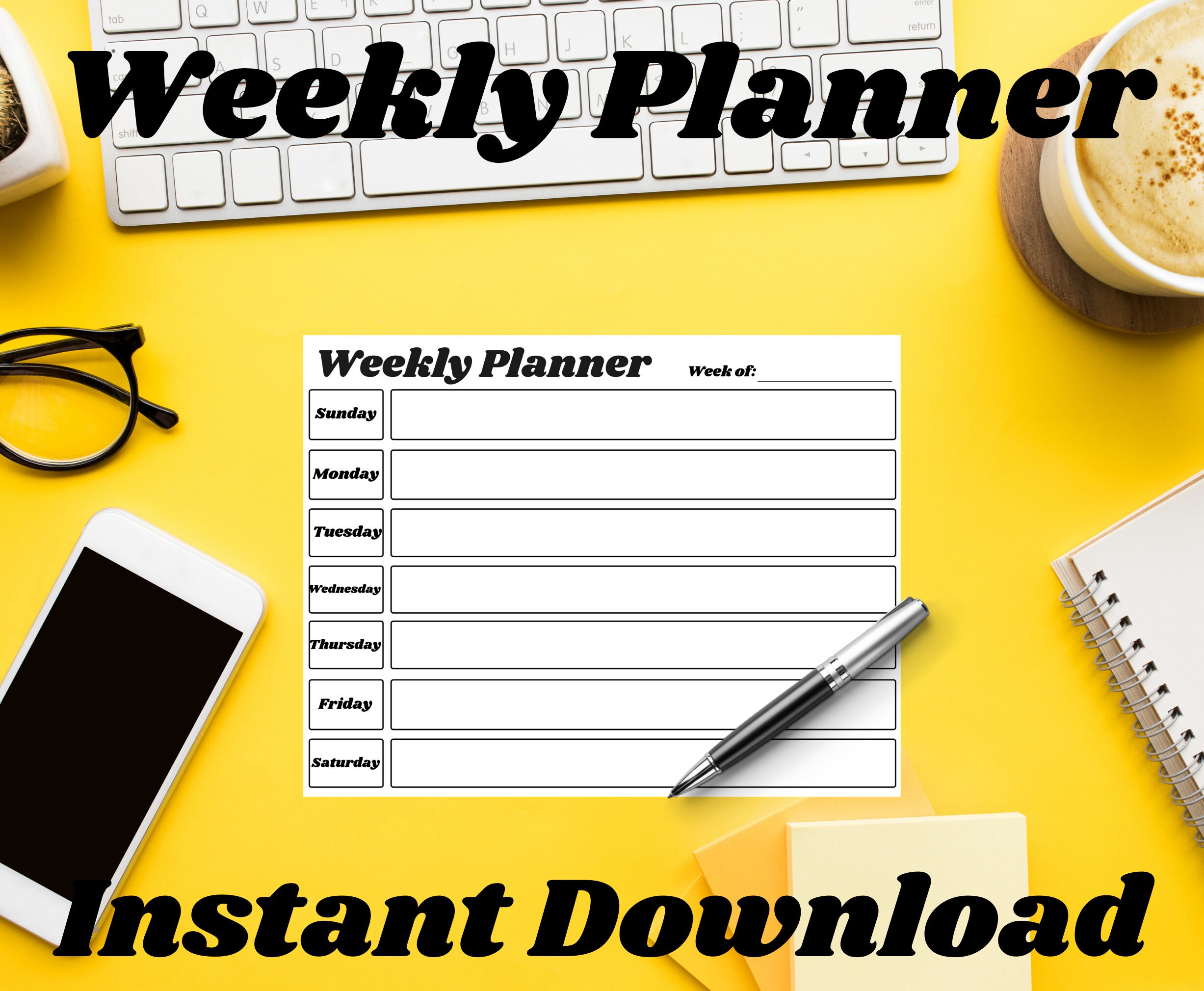 Weekly Planner Printable To Do List Print At Home Diary Etsy Canada