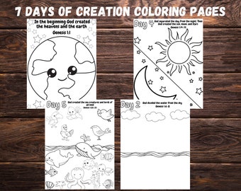 8 Coloring Pages, 7 Days of Creation Coloring Pages, Bible Story Coloring Activity, Digital Coloring Pages, Days of Creation Coloring Sheet