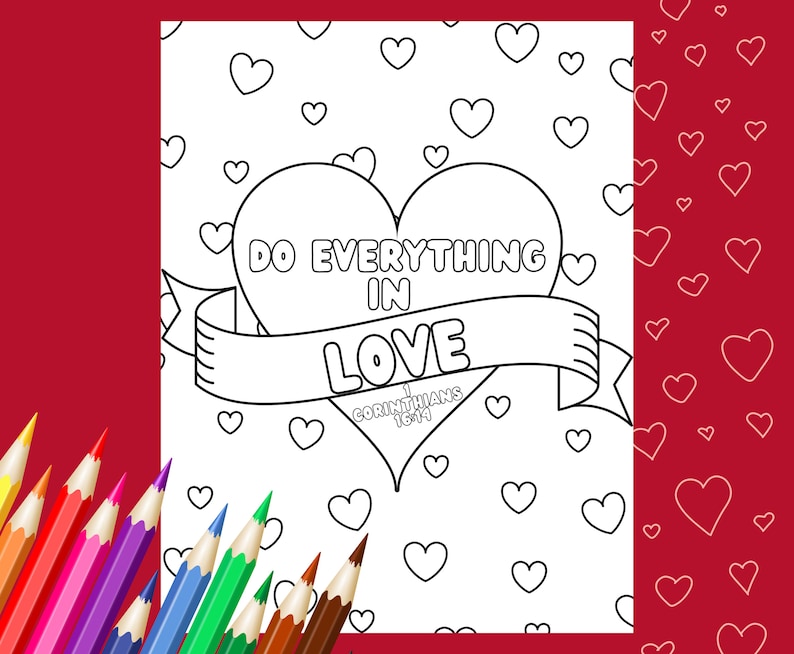 Love Bible Verse Coloring Pages Printable Digital Download - Etsy