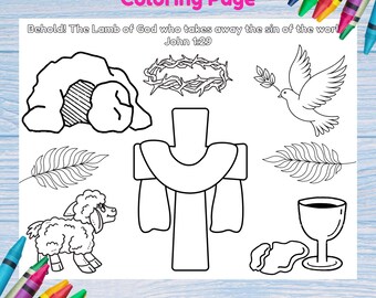 Lamb of God Coloring Page, Easter Sunday School Coloring, Easter Printables Activities, Coloring Pages Easter Sheet Religious