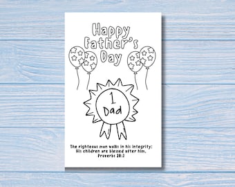 Father's Day Coloring Card, Number One Dad, Bible Verse (Digital Download)