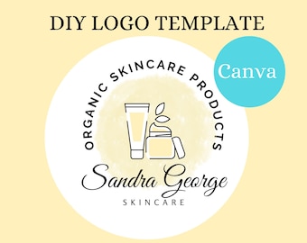 Beauty Skincare Logo Design, Editable Canva Template