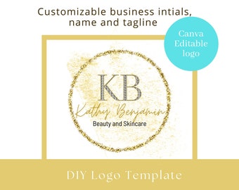 Beauty Skincare Logo, Customizable Initials, Canva Template
