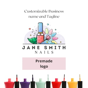 Nails logo design, Nails Logo, Nail art Logo, Premade logo,  nail logo, nail technician logo, logo nails salon, logo nails, Nail artist Logo