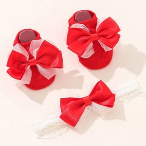 Baby Girl  Red Socks and Headband Gift Set,