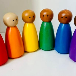 3.5” Rainbow Montessori Sensory Peg Doll Set