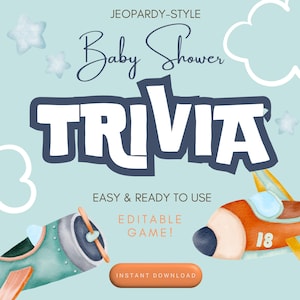 Virtual Baby Shower Jeopardy-Style Trivia Game | Editable PowerPoint Template with Printable Scorecard | Fun Baby Shower Activity
