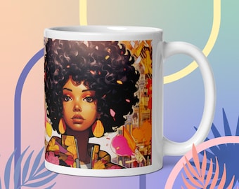Black Woman Glossy Mugs, Coffee Mug, African American Women Coffee Mug, Afro Mug, Black girl Mug, Affirmations Mugglossy mug