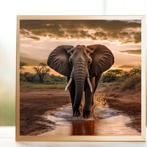 Impression d&#39;art Elephant Mud March : affiche de la faune africaine (téléchargement numérique)