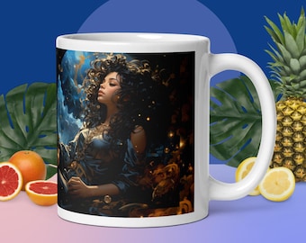 African American Black Woman Glossy Mug - Coffee Lover Gift - African American Pride - Coffee Mug Collector - African Heritage