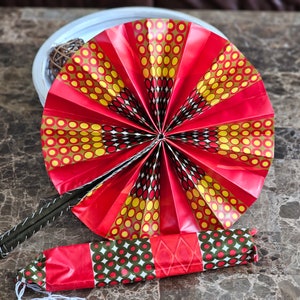 Handcrafted African Folding Fan - Vibrant Wax Print Fabric - Traditional Ethnic Art - Unique Gift Idea - Wedding Accessory - MaliWeave