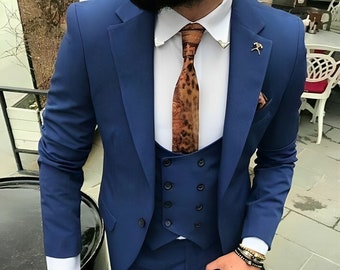 MEN SUIT - men blue suit - suit for men - men's clothing - Men Wedding suit - groom blue suit - men 3piece Suit - Men Wedding Clothing