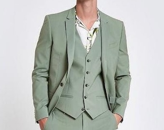 Men Suit Sage Green Wedding Wear Suit For Groom Men Clothing Gift For Him Green Suit Slim Fit Suit