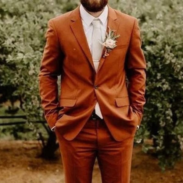 MEN RUST SUIT - Men Suit - Wedding Suit - Groom Wear Suit - Men Prom Suit - Slim Fit Suit - Summer Wedding Suit - Elegant Men Suit