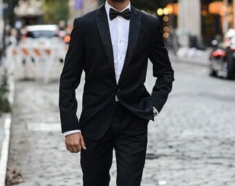 MEN TUXEDO SUIT - Men Suit - Men Wedding Suit - Men Black Suit - Black Tuxedo Suit - Two Piece Suit - Slim Fit Suit - Men Black Tuxedo