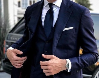 ELEGANT WEDDING DRESS - Men Wedding Clothing - Men Suit - Blue 3 Piece Suit - Groom Wedding Suit - Men Formal Suit - Slim Fit Suit For Groom