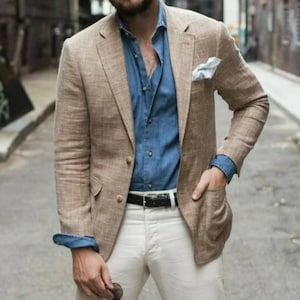 LINEN BLAZER - Linen Men Blazer - Linen Jacket For Men - Blazer For Men - Men's Blazer - Slim Fit Coat - Linen Jacket - Summer Party Coat