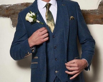 ocean blue 3 piece suit