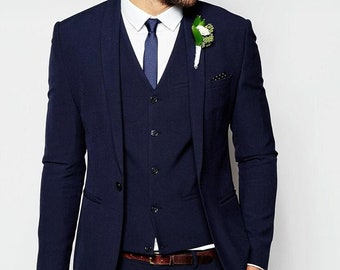 Men Suit - Men Wedding Suit - Wedding Wear Suit - Groom Wedding Suit - Men Wedding Clothing - Blue Three Piece Suit - Men Blue Suit