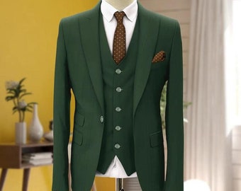 MEN GREEN SUIT - Men Suit - Elegant Green Suit - Suit For Men - Slim Fit Suit - Suit For Wedding - Wedding Wear Suit - Party Wear Suit