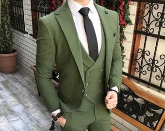 TRAJE VERDE PARA HOMBRES - Traje de hombre - Traje de boda para hombres - Traje de boda - Traje elegante para hombres - Ropa formal para hombres - Traje de novio verde - Traje de graduación para hombres