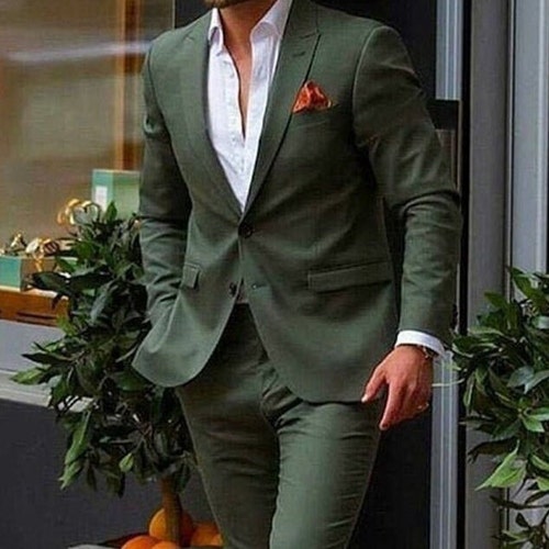 MEN GREEN SUIT Men Suit Men Wedding Suit Elegant Green - Etsy