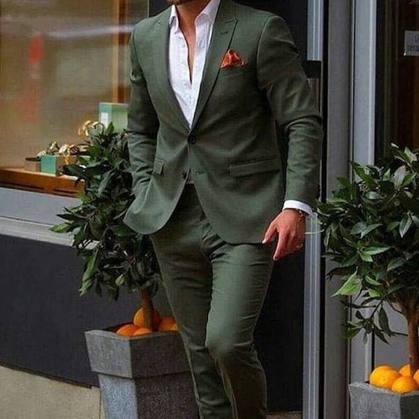 MEN GREEN SUIT - Men Suit - Men Wedding Suit - Elegant Green Suit - Green Wedding Suit - Wedding Wear Suit - Bespoke Man Suit - Suit For Men